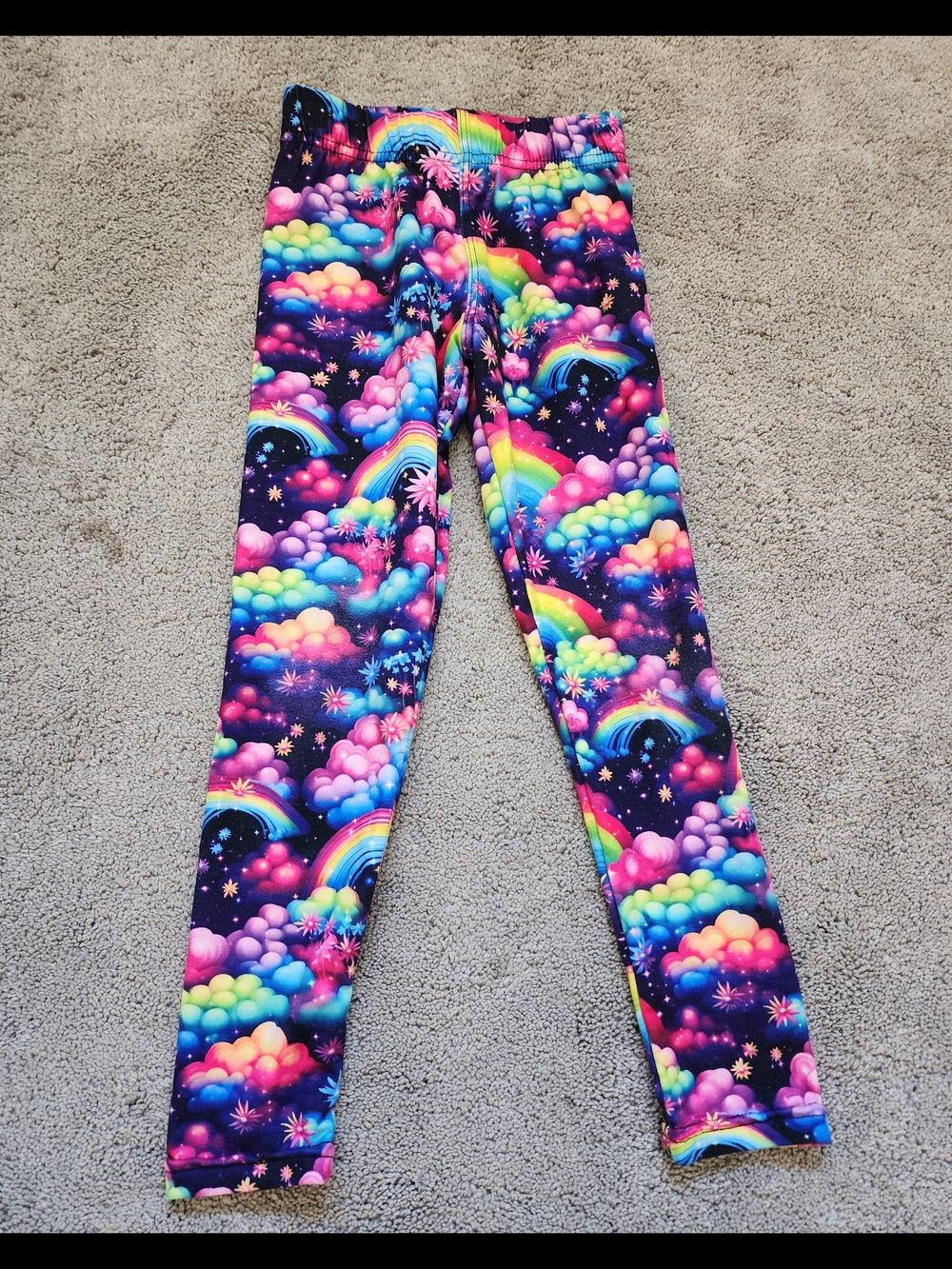 Girls' Rainbow Cloud Print Leggings - Multicolor